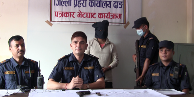 अटोमेटिक पेस्तोलसहित इन्द्रकमल पक्राउ